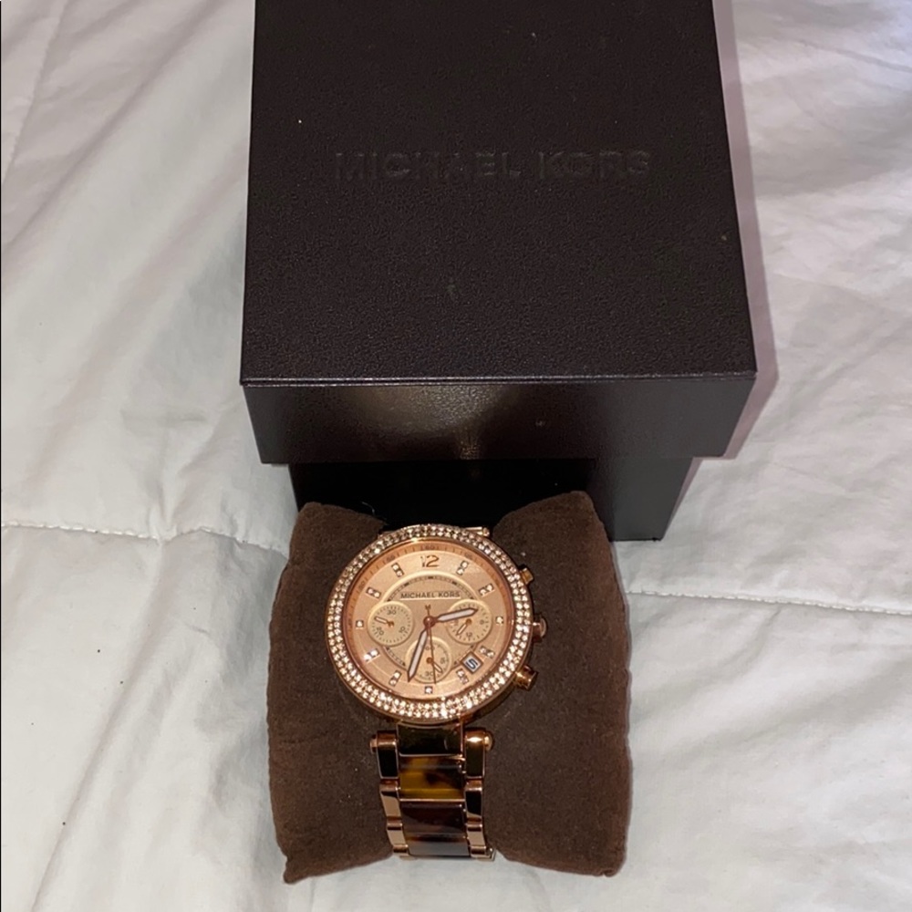 Rose gold tortoise Michael Kors watch